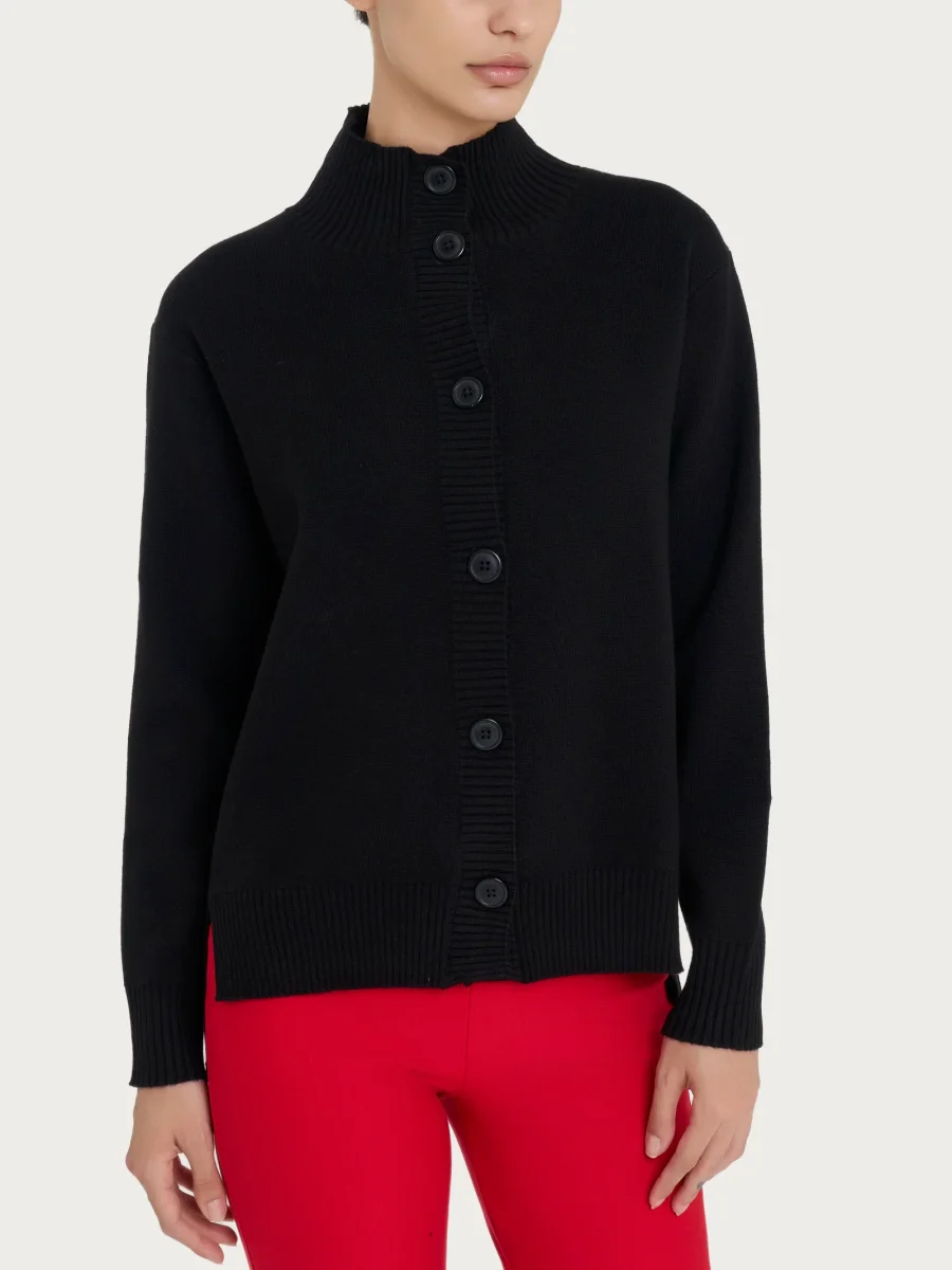 Cardigan aperto con bottoni in super soft - Nero - immagine 2