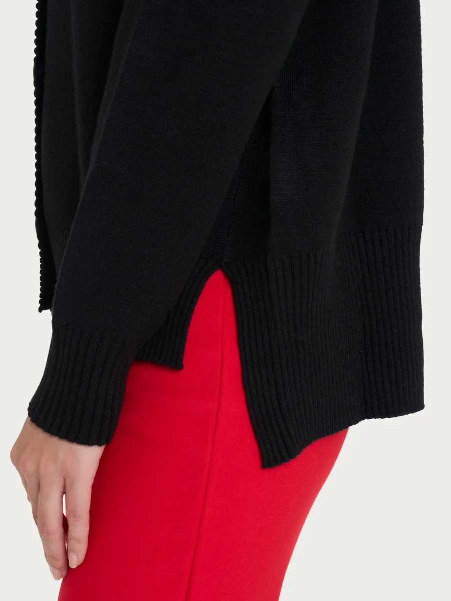 Cardigan aperto con bottoni in super soft - Nero - immagine 4