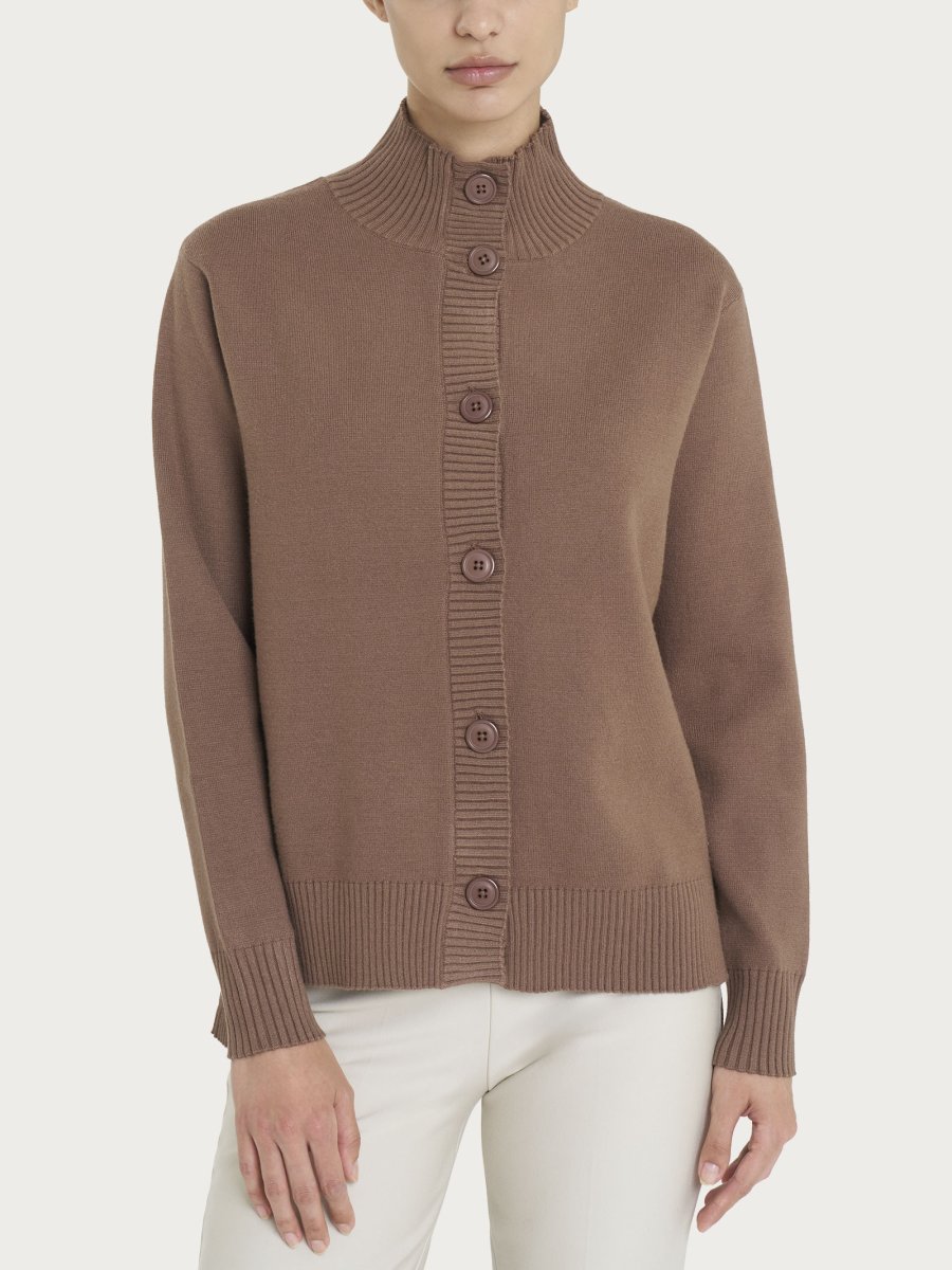 Cardigan aperto con bottoni in super soft - Pine Bark