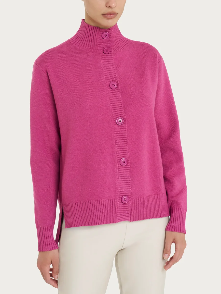 Cardigan aperto con bottoni in super soft - Red Violet - immagine 2