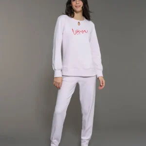 Pigiama con scollo a goccia in interlock di cotone - Lavender Fog