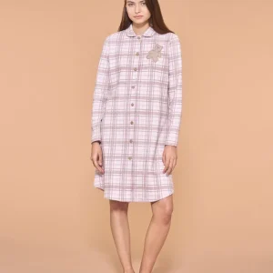Camicia da notte aperta in interlock di cotone - Fant. Mauve Mist
