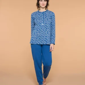 Pigiama a serafino con fiori in interlock di caldo cotone - Fant. Set Sail