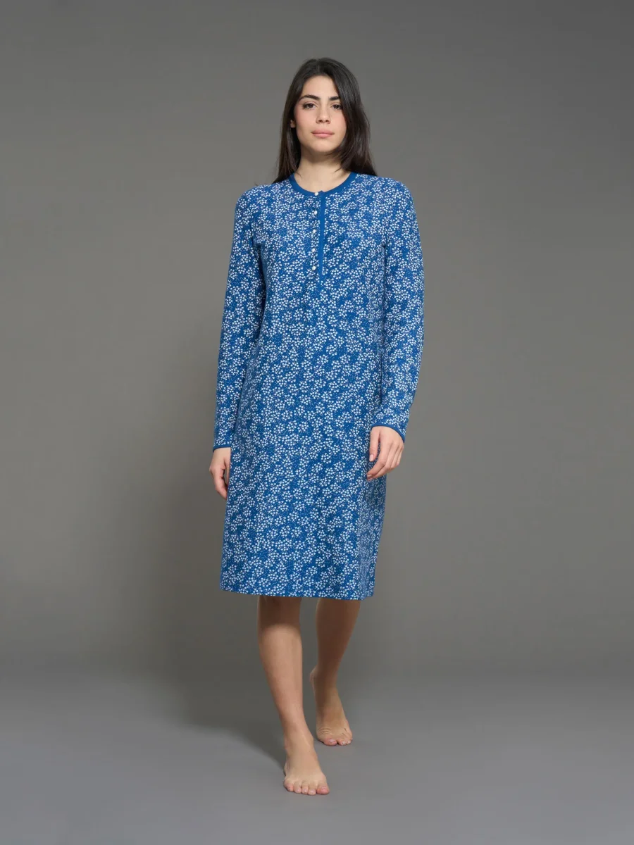 Camicia da notte a serafino in interlock di cotone - Fant. Set Sail