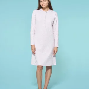 Camicia da notte a serafino in interlock di cotone  - Fant. Lavender Fog