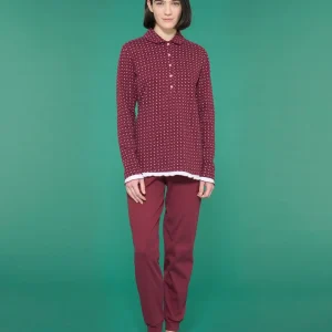 Pigiama a serafino con colletto in interlock di cotone - Fant. Zinfandel