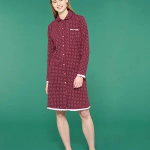 Camicia da notte aperta con colletto in interlock di cotone - Fant. Zinfandel