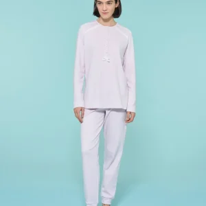 Pigiama a serafino con perline in interlock di cotone - Lavender Fog
