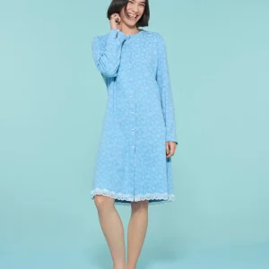 Camicia da notte aperta in interlock di cotone - Fant. Dusk Blue