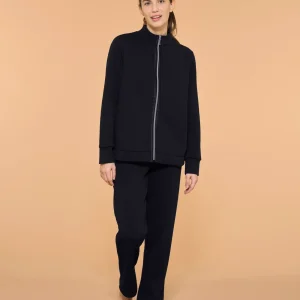 Tuta felpata con collo alto in morbido misto cotone - Nero