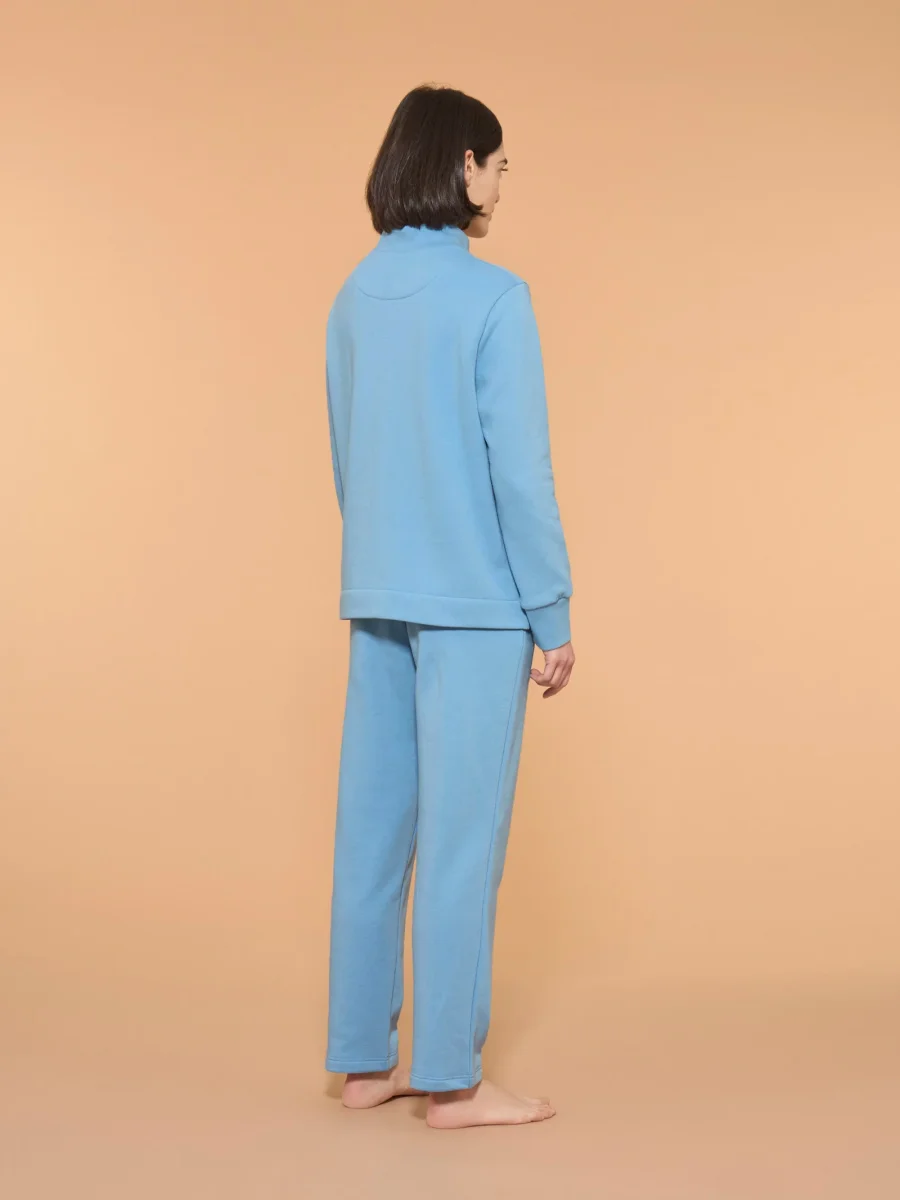 Tuta felpata con collo alto in morbido misto cotone - Dusk Blue - immagine 3