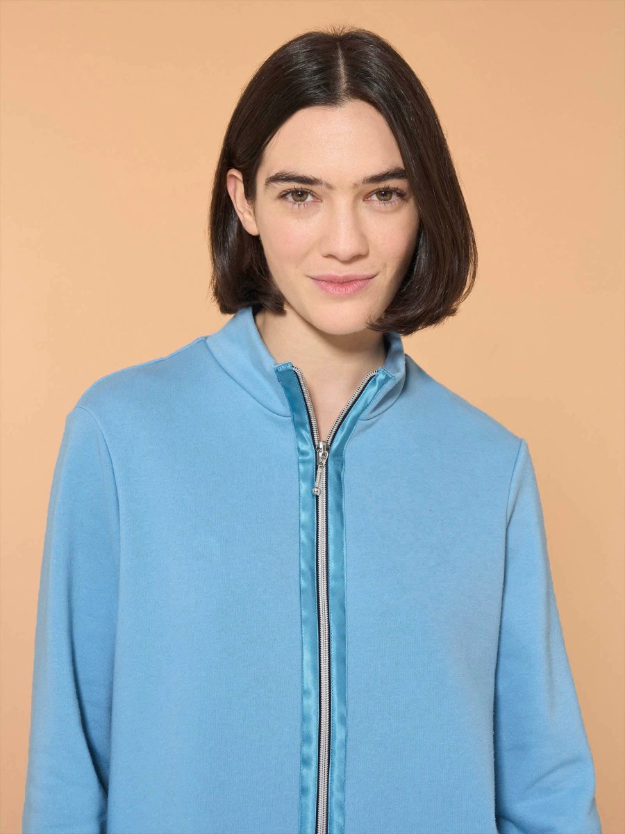 Tuta felpata con collo alto in morbido misto cotone - Dusk Blue - immagine 4