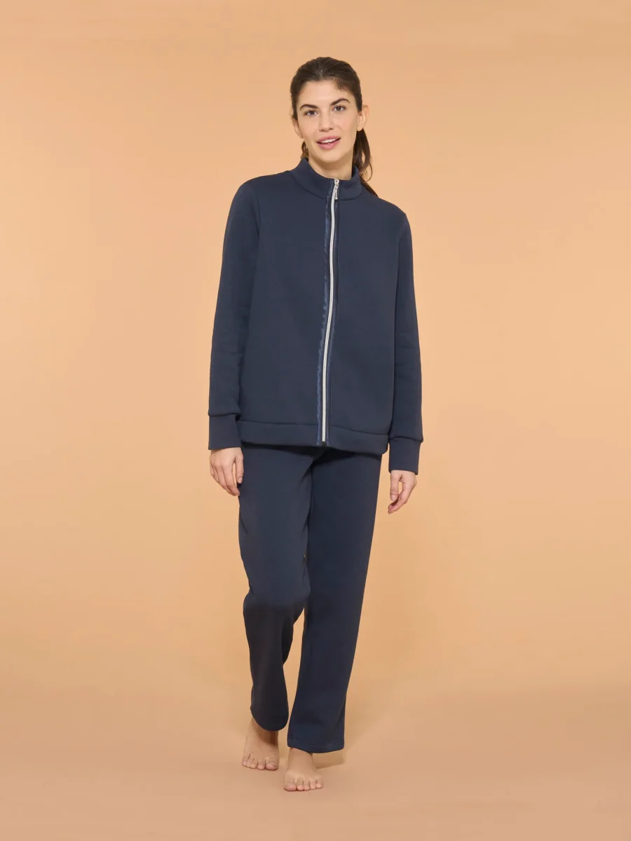 Tuta felpata con collo alto in morbido misto cotone - Navy Blazer - immagine 2