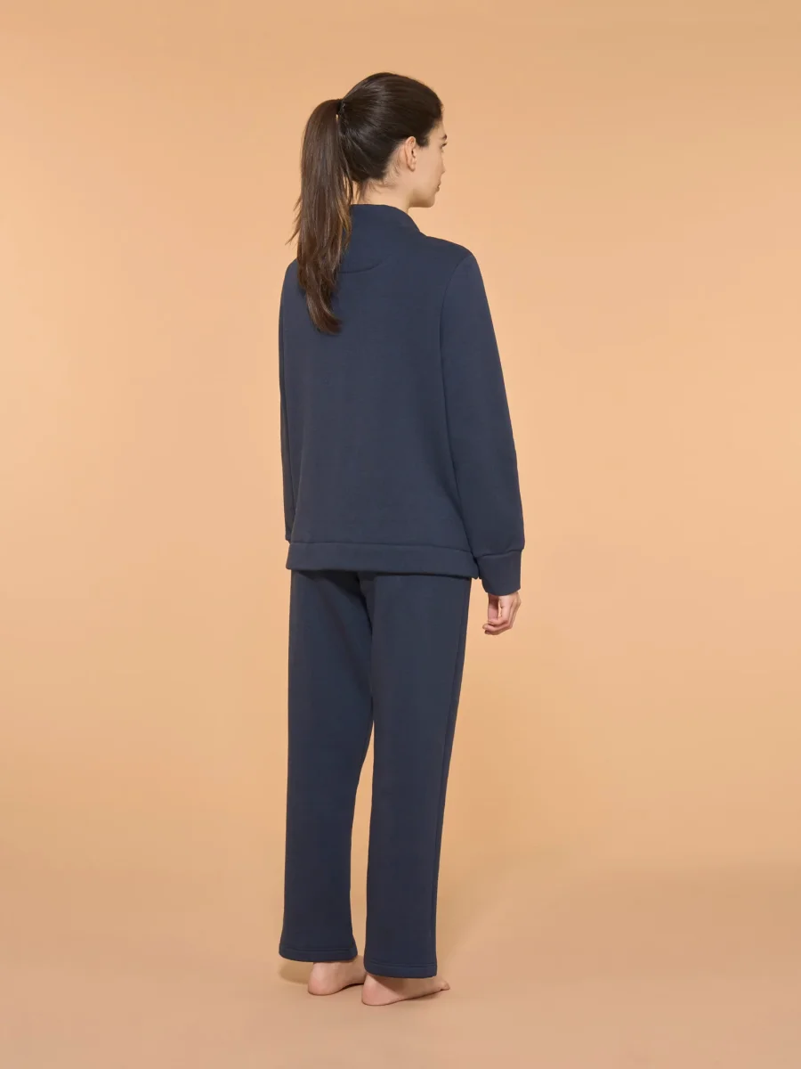 Tuta felpata con collo alto in morbido misto cotone - Navy Blazer - immagine 3