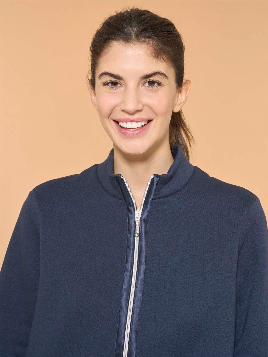 Tuta felpata con collo alto in morbido misto cotone - Navy Blazer - immagine 4