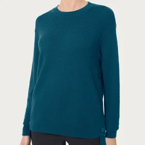 Pullover girocollo con bottoni laterali in Merino Soft - Reflecting Pond