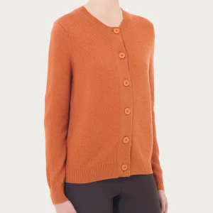 Cardigan corto con bottoni in Merino Soft - Rust