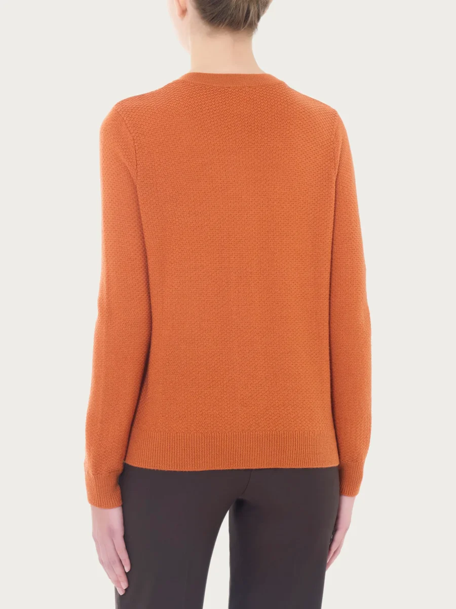 Cardigan corto con bottoni in Merino Soft - Rust - immagine 3