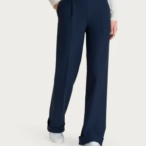 Pantalone ampio con tasche e pinces in Compact  - Persia