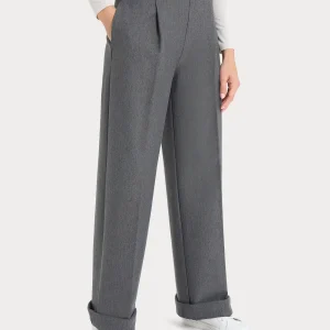 Pantalone ampio con tasche e pinces in Compact  - Ardesia Mel.