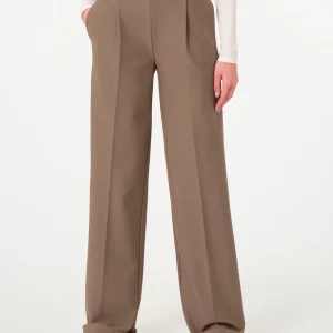 Pantalone ampio con tasche e pinces in Compact  - Pine Bark