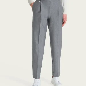 Pantalone a carota con tasche e pinces in Compact - Grigio Mel.