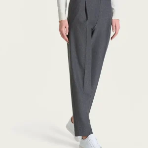 Pantalone a carota con tasche e pinces in Compact - Ardesia Mel.