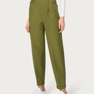 Pantalone a carota con tasche e pinces in Compact - Sphagnum