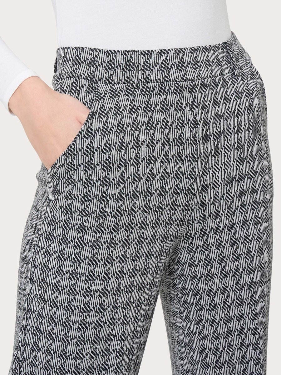Pantalone a palazzo con tasche in tessuto Eco Jacquard - Fant.Nero - immagine 4