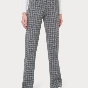 Pantalone ampio con pied de poule in Eco Jacquard - Fant.Nero