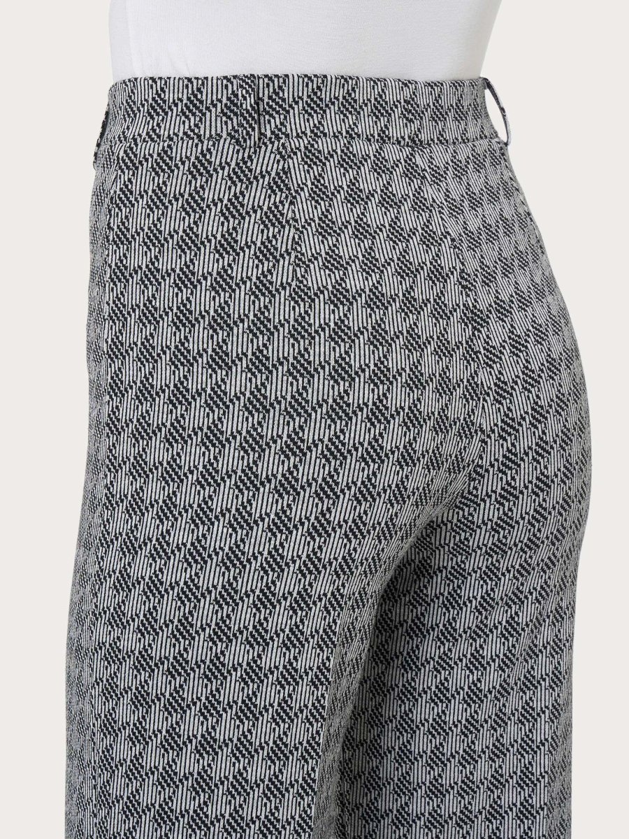 Pantalone ampio con pied de poule in Eco Jacquard - Fant.Nero - immagine 4