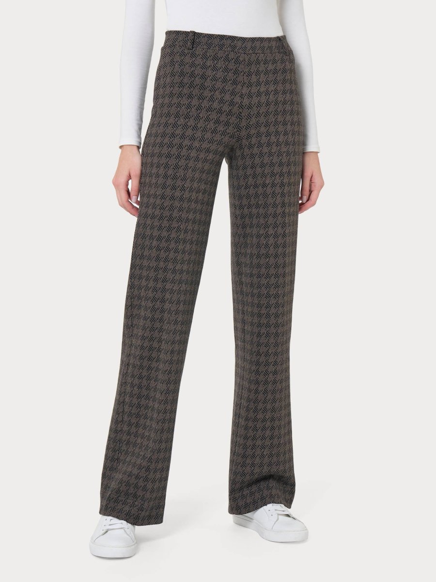 Pantalone ampio con pied de poule in Eco Jacquard - Fant. Pine Bark - immagine 2