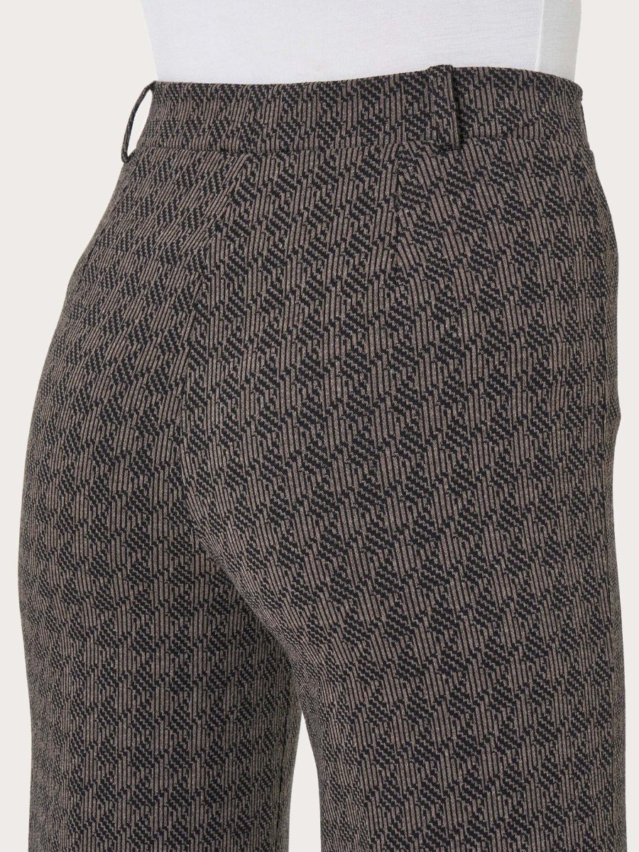Pantalone ampio con pied de poule in Eco Jacquard - Fant. Pine Bark - immagine 4