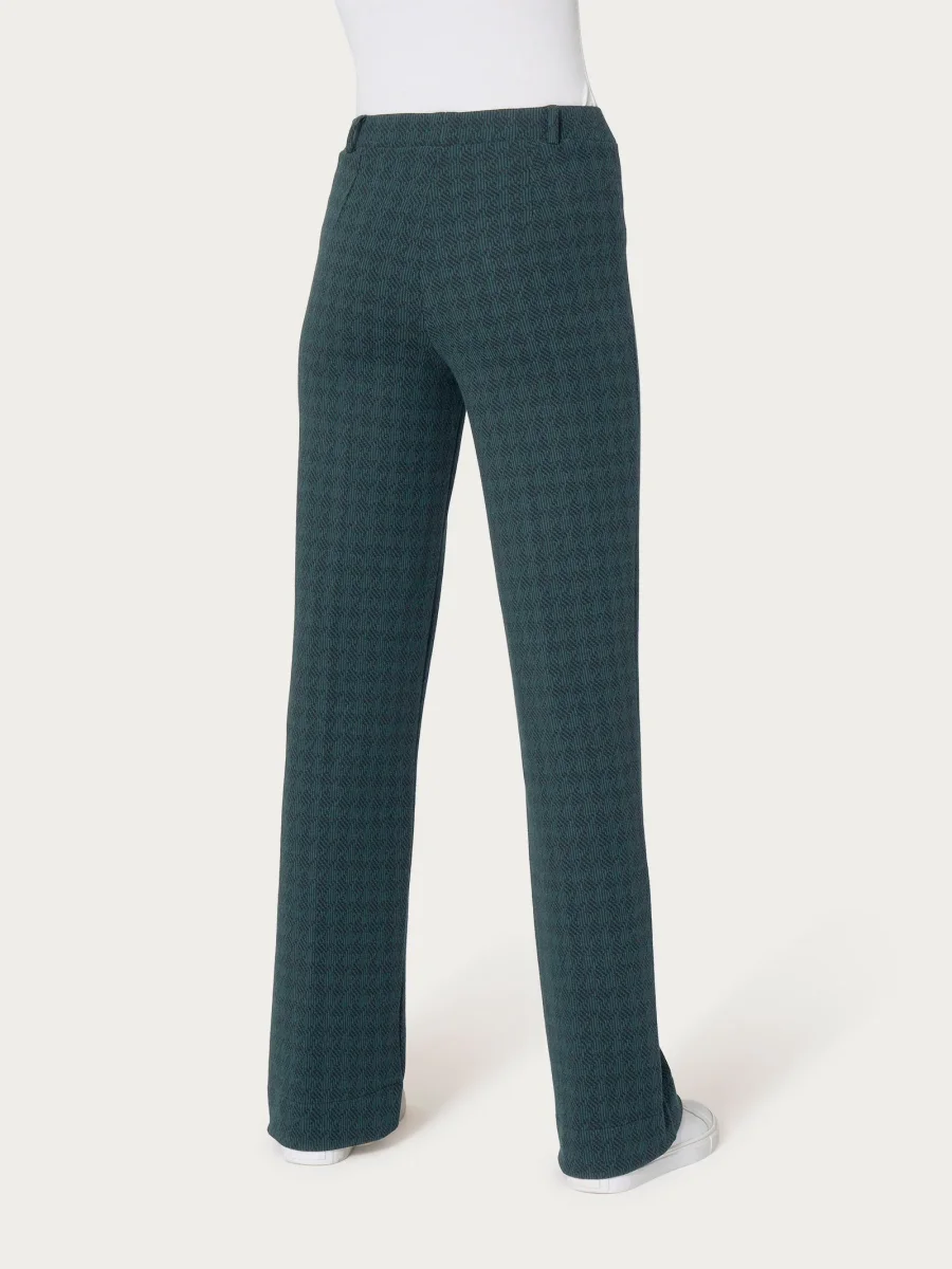 Pantalone ampio con pied de poule in Eco Jacquard - Fant. Rain Forest - immagine 3