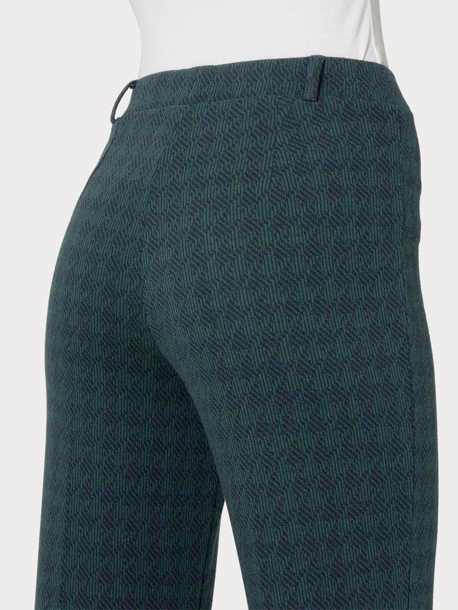 Pantalone ampio con pied de poule in Eco Jacquard - Fant. Rain Forest - immagine 4