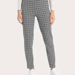 Pantalone a sigaretta con pied de poule in Eco Jacquard - Fant.Nero