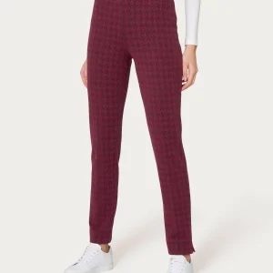Pantalone a sigaretta con pied de poule in Eco Jacquard - Fant. Tibetan Red