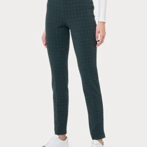 Pantalone a sigaretta con pied de poule in Eco Jacquard - Fant. Rain Forest