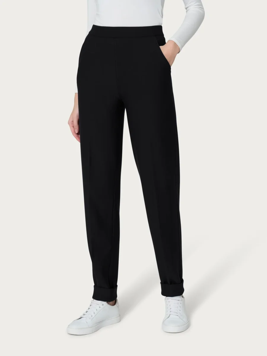 Pantalone chino con tasche in Eco Techno Fleece - Nero