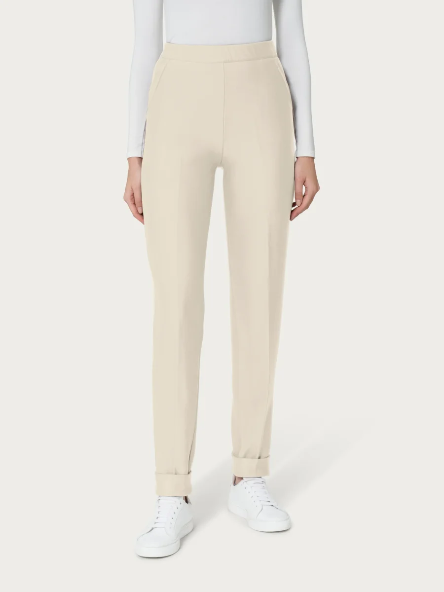 Pantalone chino con tasche in Eco Techno Fleece - Champignon - immagine 2