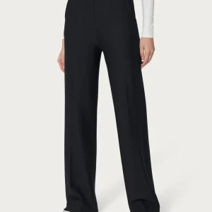 Pantalone palazzo con tasche in Eco Techno Fleece - Nero