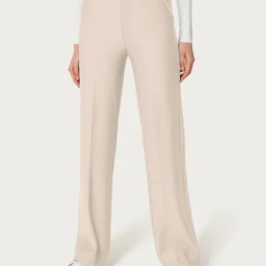 Pantalone palazzo con tasche in Eco Techno Fleece - Champignon