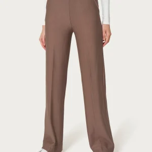 Pantalone palazzo con tasche in Eco Techno Fleece - Pine Bark
