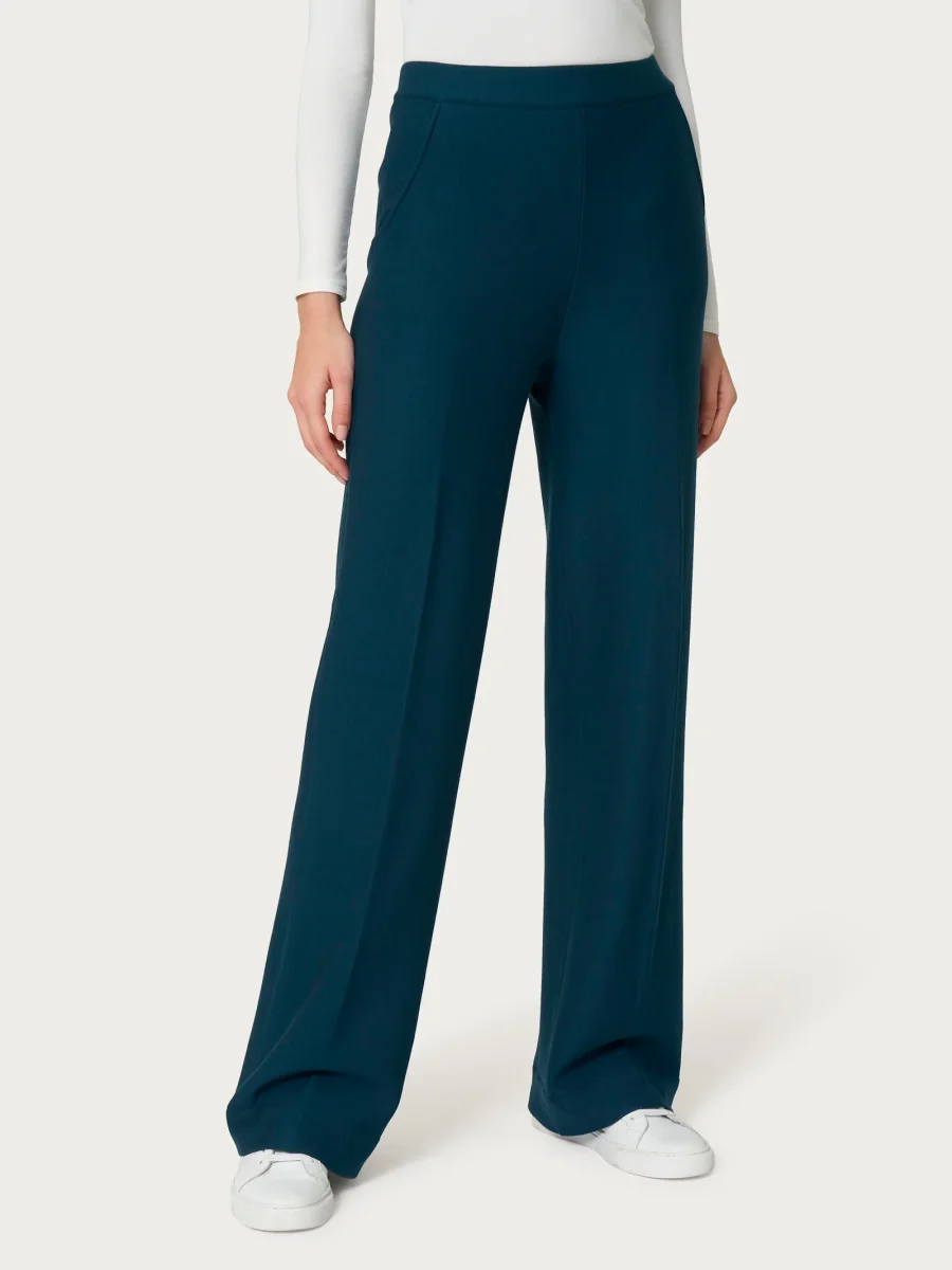 Pantalone palazzo con tasche in Eco Techno Fleece - Reflecting Pond