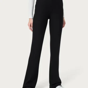 Pantalone flare con tasche in Eco Techno Fleece - Nero