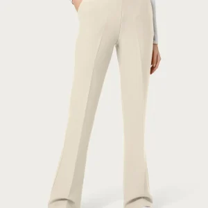 Pantalone flare con tasche in Eco Techno Fleece - Champignon