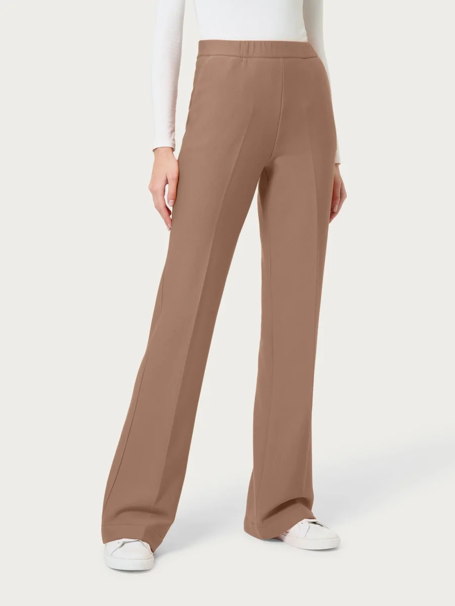 Pantalone flare con tasche in Eco Techno Fleece - Pine Bark