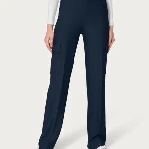 Pantalone ampio cargo con tasche in Eco Techno Fleece - Bleu