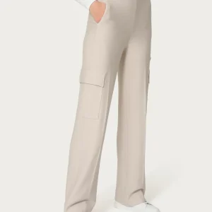Pantalone ampio cargo con tasche in Eco Techno Fleece - Champignon