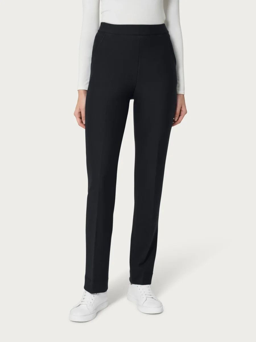 Pantalone dritto con tasche in Eco Techno Fleece - Nero - immagine 2